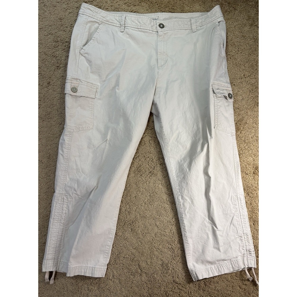 Eddie Bauer Cropped Cargo Capri Pants Women's 18 Tan Chino Outdoor